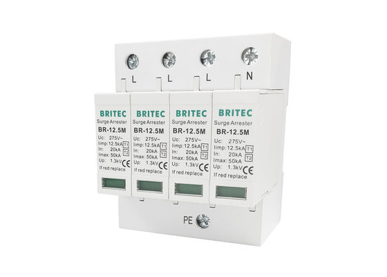 AC 275V 12.5KA Power Surge Protection Device 4P Three Phase Power Supply Lightning SPD