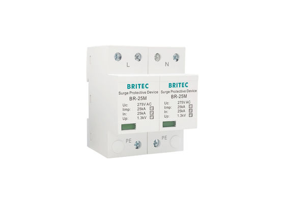 25kA Ac Surge Arrester Din Rail 275V 2P Single Phase Surge Protector