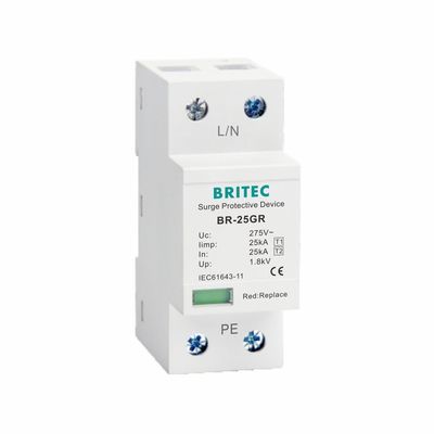 25kA Sınıf I Tip1 Aşırı Gerilim Koruma Cihazı Yıldırımdan Koruyucu Uc 150V 275V 320V T1