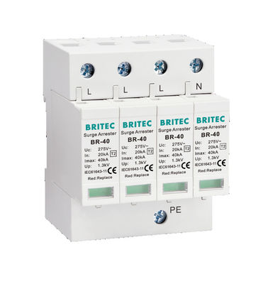 BR-40 4P 20kA - 200kA Devam Koruması Aygıtı Devam Tutsakları Spd Gök gürültüsü yıldırım 275v şimşek dalgası koruyucusu