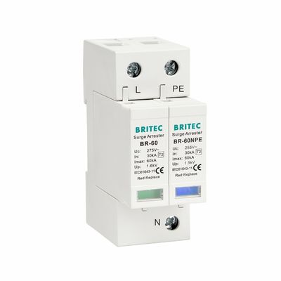 Mini Tek Fazlı 275V 60kA Şimşek Durdurucusu Termoplastik UL94-V0 Aşırı Koruma Cihazıyla