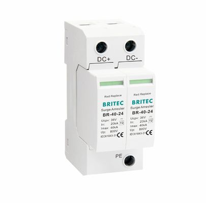 BR-40-24 T2 DC Aşınma Koruma Aygıtı 40kA 24V SPD, Elektrik Aşınmaları için Termoplastik UL94-V0 Kapalı
