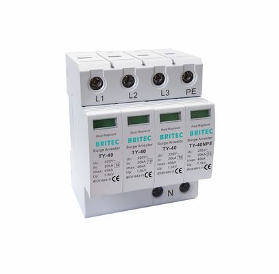 TY-40 3+1 MOV 40kA boşaltma akımı ve termoplastik UL94-V0 kablosu ile güç artışı koruma cihazı