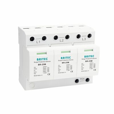 275V Şimşek Koruyucu, 25KA Iimp ve DIN Rail Mount ile 3 Fazlı Güç Koruması için