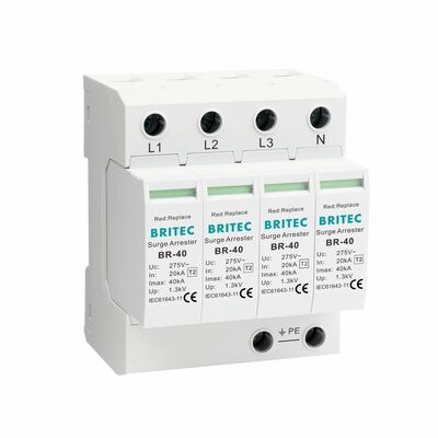 BRITEC BR-40 4P Tip 2 Aşınma Koruma Aygıtı 40kA 320V Pluggable SPD Lightning Arrestor