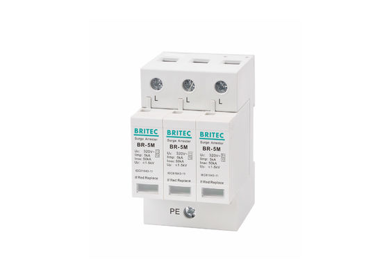 5kA 3P 320Vac Yıldırım Koruyucular Tip 1 + 2 / Sınıf I + II / Sınıf B + C