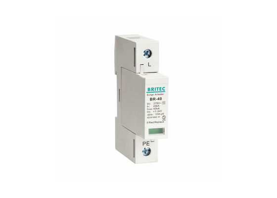 SPD 40kA 1 P Yıldırım Koruyucu Din Ray Anti Yıldırım Elektrik Sistemi IEC61643