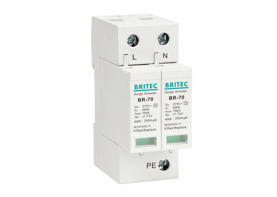 70kA Tip 2 Aşınma Koruma Aygıtı DIN Rail Montable Surge Arrestor IEC 61643-11 Uyumlu