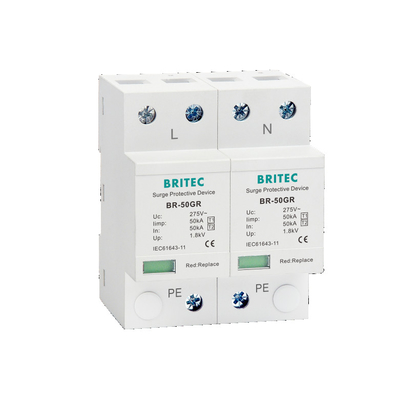 BRITEC BR-50GR 275 2P Ac Tip 1 Spd Aşırı Gerilim Koruyucu Cihaz Yıldırım Koruma Siperi T1 spd
