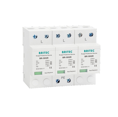 BRITEC BR-50GR 275 2P Ac Tip 1 Spd Aşırı Gerilim Koruyucu Cihaz Yıldırım Koruma Siperi T1 spd