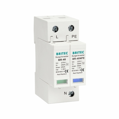 40kA Tip 2 Aşırı Gerilim Koruyucu 1P+NPE Din Ray Montajı