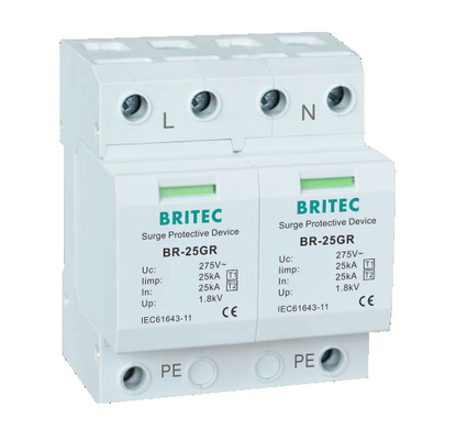 BR-25GR 4P SPD Aşırı Gerilim Yıldırımdan Korunma Cihazı DIN Ray 35 Mm ac spd