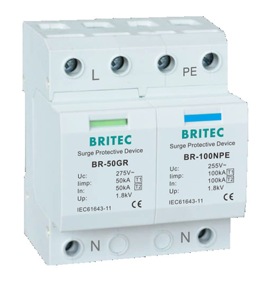 BR-50GR 1+1 Ac Aşırı Gerilim Koruma Cihazı spd t1 Parafudrlar gök gürültüsü koruması