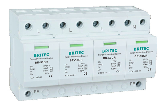 BR-50GR 2P 50kA Sınıf 1 Aşırı Gerilim Koruma Cihazları Tip1 AC Aşırı Gerilim Bastırıcı hızı