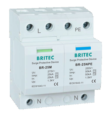 BRITEC BR-25M T1+T2 B+C 3P DIN Rail 35mm Spd T1 varistor artış engelleyici tip1 3p artış koruyucusu