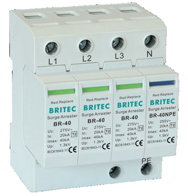 BR-40 2P 150V-440V Aşınma Koruma Aygıtı 20kA-200kA Spd Şimşek aşınma kapıcısı