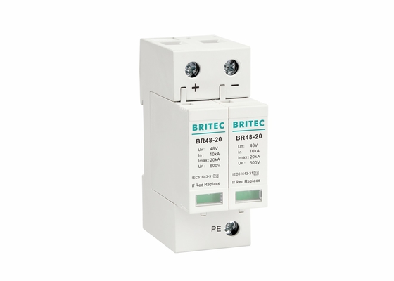 20 KA Sınıf II DC Aşırı Gerilim Koruma Cihazı DIN Raylı 48V SPD CE Belgeli