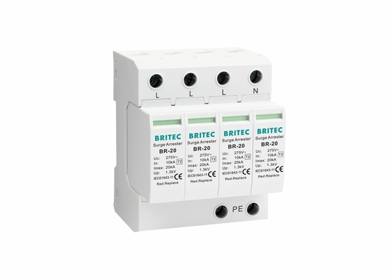 AC 4P Tip 2 20kA Yıldırım Koruyucusu Tüm Ev SPD Aşınma Koruma Cihazı