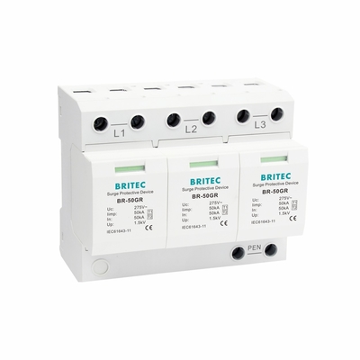 BRITEC BR-50GR 3P Tip 1 Aşınma Tutuklayıcısı 50ka Aşınma Koruma Cihazı spd t1 t2 ac üç fazlı ac spd