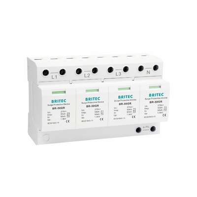 TUV BR-50GR 3P+N Sınıf 1 AC SPD 50ka artış koruma aygıtı tip 1 spd TUV gök gürültüsü koruma kıvılcım boşluğu spd