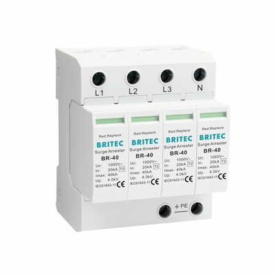 BR-40 1000 4P Tipi 2 Aşırı Tutar Koruyucusu 1000V 690V 800V Üç fazlı yüksek voltajlı AC aşırma koruyucusu SPD yakalayıcı yıldırım