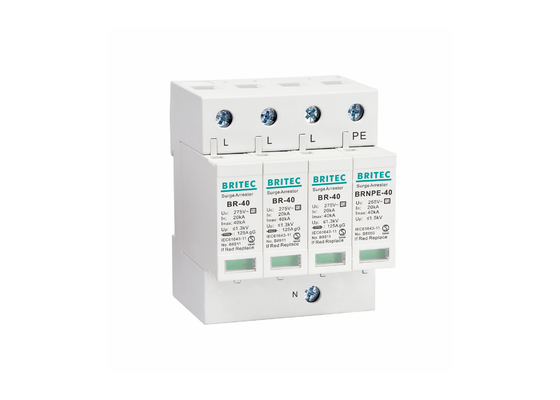 40kA 275V/255V Endüstriyel DIN Demiryolu 3 Faz Tip 2 SPD Aşınma Koruma Aygıtı