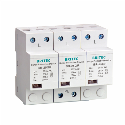BR-25M 3P+1NPE 25kA T1+T2 Parafudr B+C Alçak Gerilim 3 Fazlı tip 1 AC hızlı