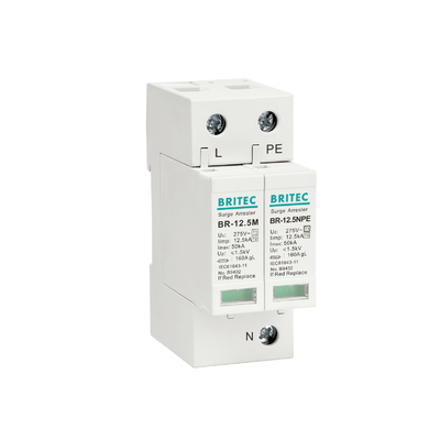 BR-12.5M 1P+1 Elektrikli Ekipman 50kA 275v T1+T2 Aşınma Tutuklayıcı Aşınma Koruma Cihazı Düşük voltajlı aşınma koruyucu