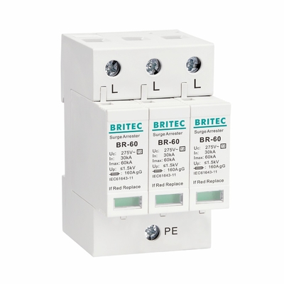 BR275-60 3P SPD 60kA CE TUV Tip 2 Şiddet artışı koruma cihazı 275v şimşek artışı koruyucu