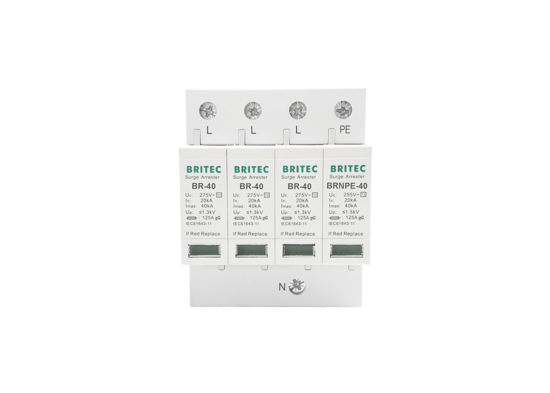 40kA 275V/255V Endüstriyel DIN Demiryolu 3 Faz Tip 2 SPD Aşınma Koruma Aygıtı