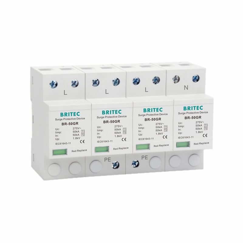 SPD 50KA Tip 1 Aşırı Gerilim Koruyucu Cihaz 4P 275V 320V AC Paratoner
