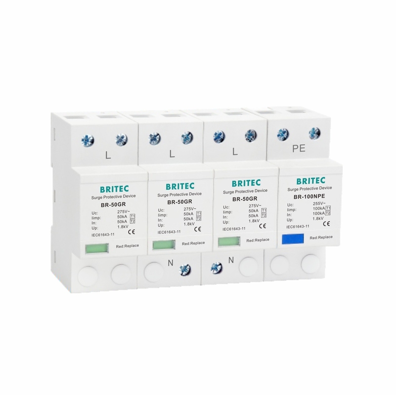 Class I T1 50KA 3P+NPE Aşırı Gerilim Koruyucu 150V / 275V / 320V Yüksek Enerji SPD