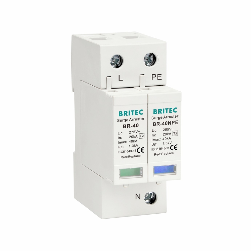 40kA Tip 2 Aşırı Gerilim Koruyucu 1P+NPE Din Ray Montajı