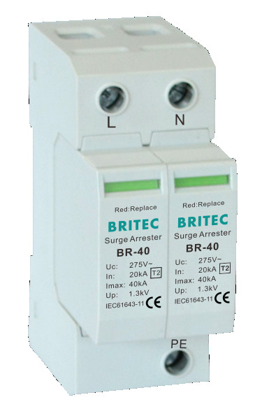 BR-40 2P 150V-440V Aşınma Koruma Aygıtı 20kA-200kA Spd Şimşek aşınma kapıcısı