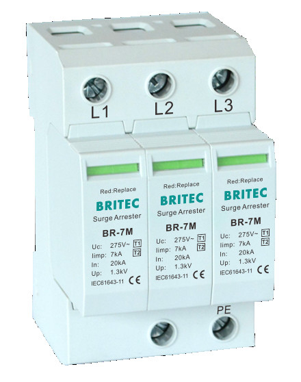 BR-7M 3P T1+T2 tuv ac dalgalanma durdurucusu B+C Yıldırım koruyucusu spd gök gürültüsü koruma cihazı