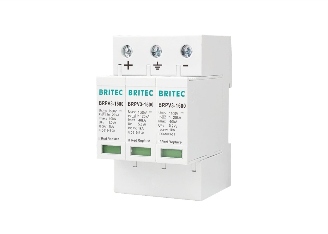 Tip 2 PV Parafudr Koruyucu Koruyucu Cihaz 40kA 8 / 20us DC 1500V SPD Güneş İçin