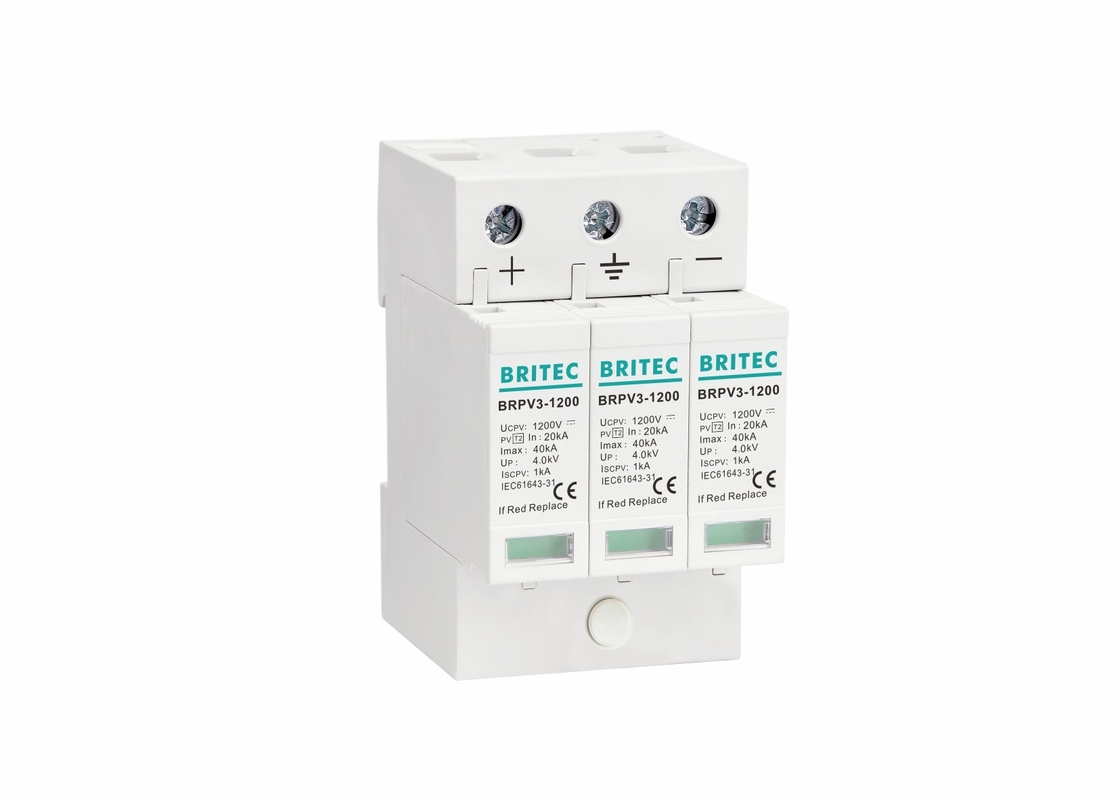 1200 V Güç Dc Dalgalanma Koruyucusu Güneş 3P T2 Paratoner PV SPD