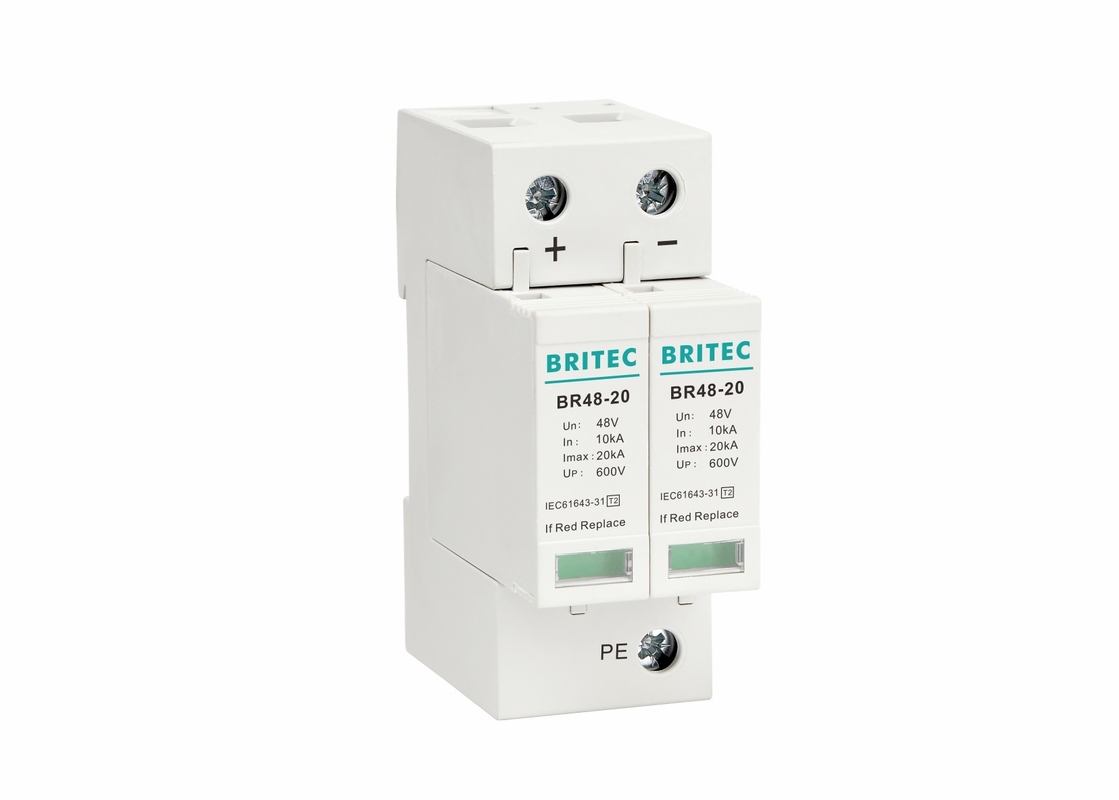 20 KA Sınıf II DC Aşırı Gerilim Koruma Cihazı DIN Raylı 48V SPD CE Belgeli
