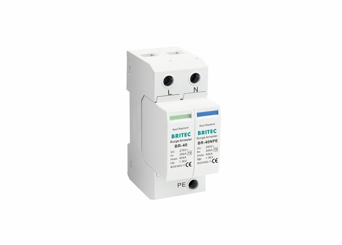 TVSS 150V/275V/320V/385V/440V 40KA Din Rail Power Yıldırım Koruması Aşırı Arestör Tek Fazlı
