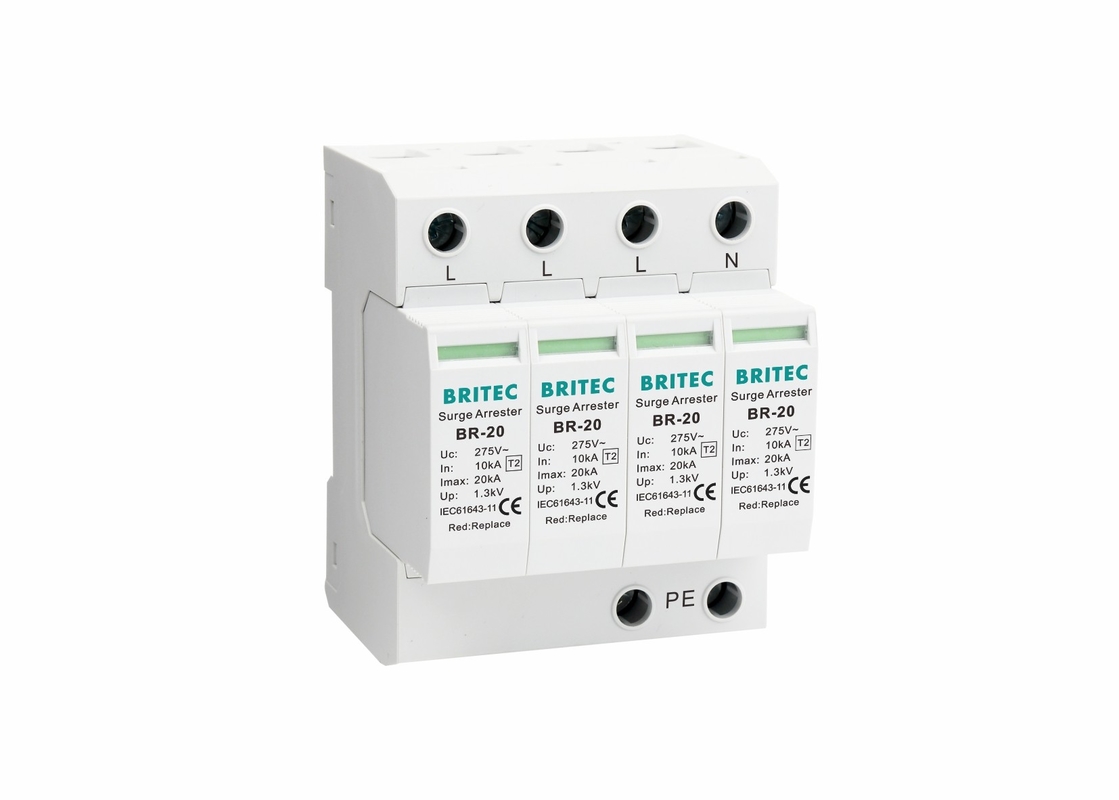 AC 4P Tip 2 20kA Yıldırım Koruyucusu Tüm Ev SPD Aşınma Koruma Cihazı