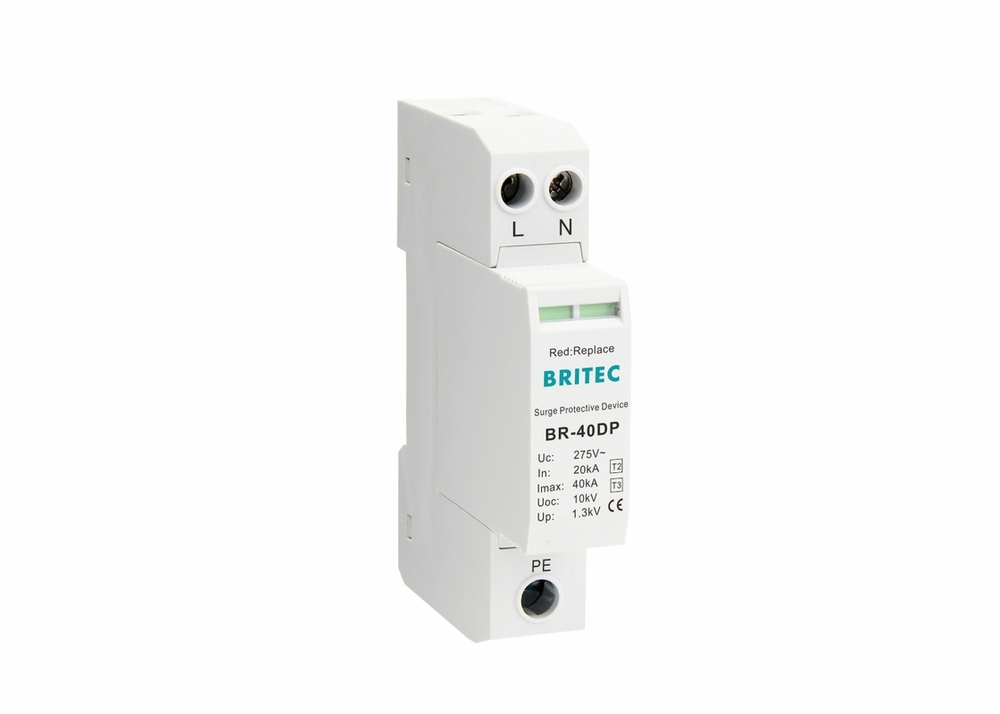 40kA 275V Tek fazlı 2P Tip 2 + 3 Sınıf II + III Aşırı basınç engelleri BR-40DP 2P