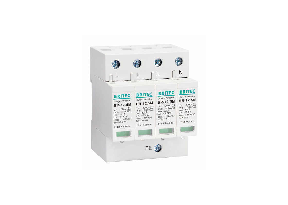 12.5kA Tip 1 + 2 320V 4P Evsal Aşırı Koruyucu Yıldırım Koruması