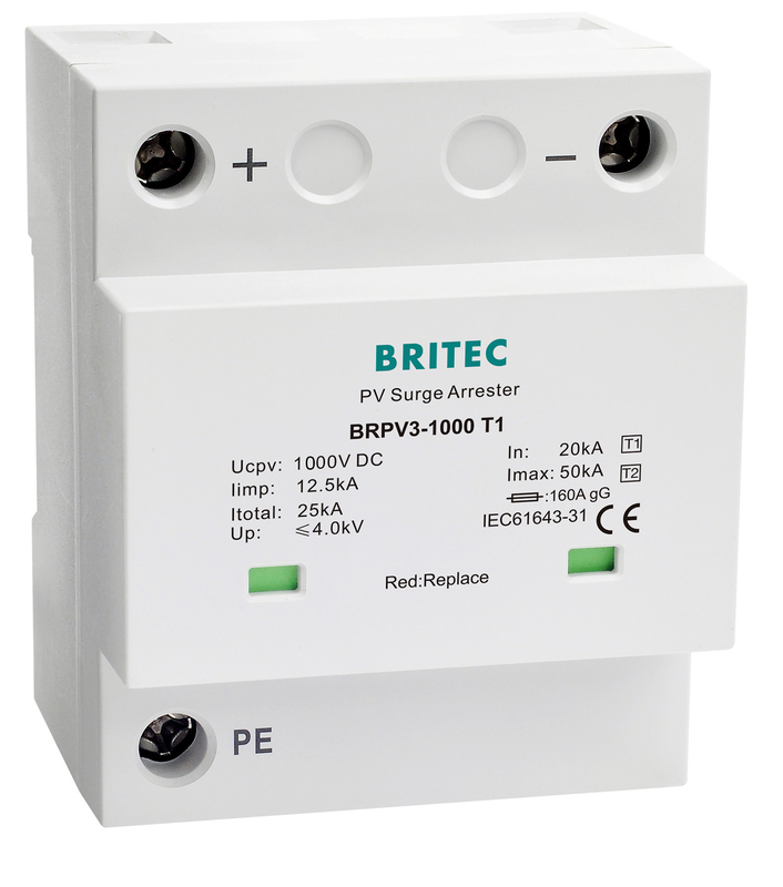 BRPV3-1000 T1 50ka DC 1000V 12.5ka pv artış engelleyici Güneş artış koruma cihazı Fotovoltaik SPD'ler
