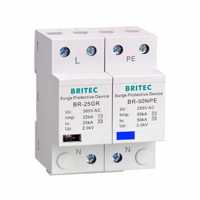 BRITEC BR-50GR 275 2P Spd 50kA Tip 1 Aşırı Gerilim Koruma Cihazı Ac Din Ray Parafudr gök gürültüsü koruyucusu