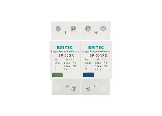 25 KA Tek Fazlı Tip 1 Aşırı Gerilim Koruma Cihazı 1+1 Sınıf I TT TN-S İçin