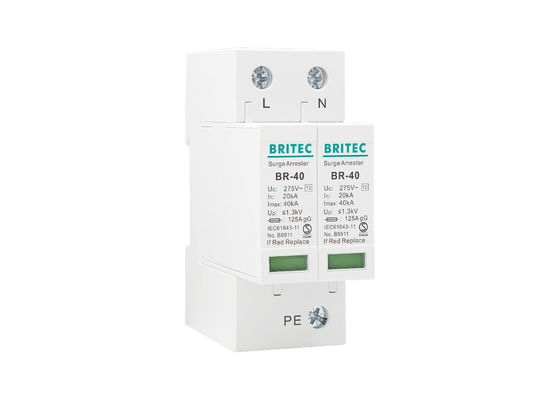 TN Sistem Alçak Gerilim Paratoner 40kA 2P Tip 2 Aşırı Gerilim Koruma Cihazı