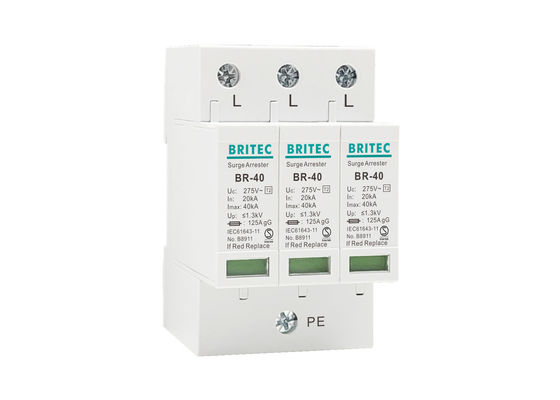 Tip 2 Aşınma Koruma Aygıtı SPD 20~40KA 35mm Din Rail Montajlı Yıldırım Yakalayıcısı