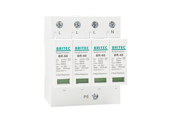 60kA AC275V DIN Rail Mount Surge Lightning Arrestor SPD Elektrik Gücü Koruması için