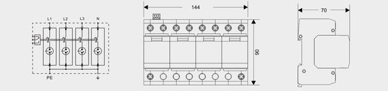BR-25GR 4P SPD Aşırı Gerilim Yıldırımdan Korunma Cihazı DIN Ray 35 Mm ac spd