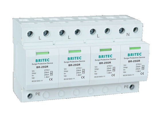 BRITEC BR-25GR 2P Düşük Voltajlı AC yıldırım saklayıcısı 25kA Tip 1 Aşırı Koruma Cihazı yıldırım koruması spd t1